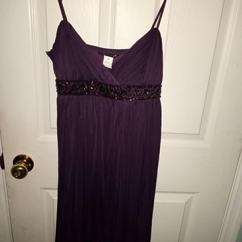 City Triangles M Purple LinedRhinestones RufflesStrapsParty/ Coctail Mini Dress.
